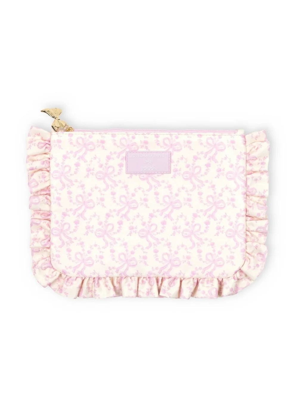NWT LoveShackFancy x Yoobi Target Chantilly Pink Coquette Bow Ruffle Pouch